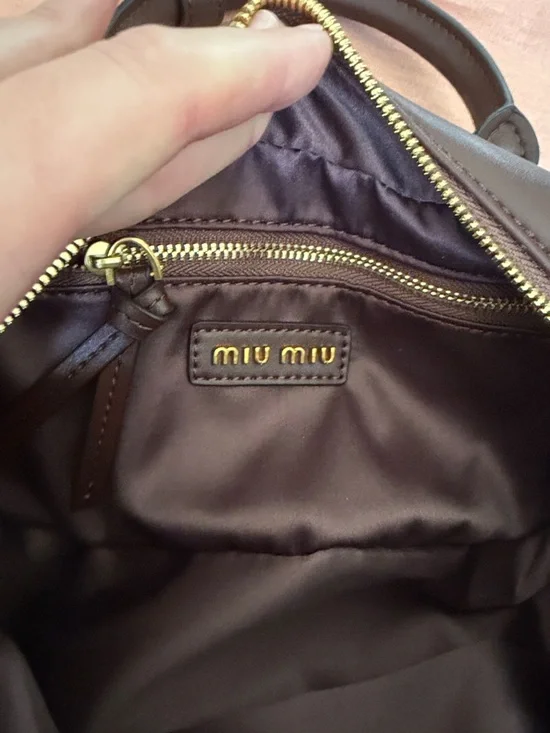 Logo Arcadie brown leather bag new - Picture 6 of 9